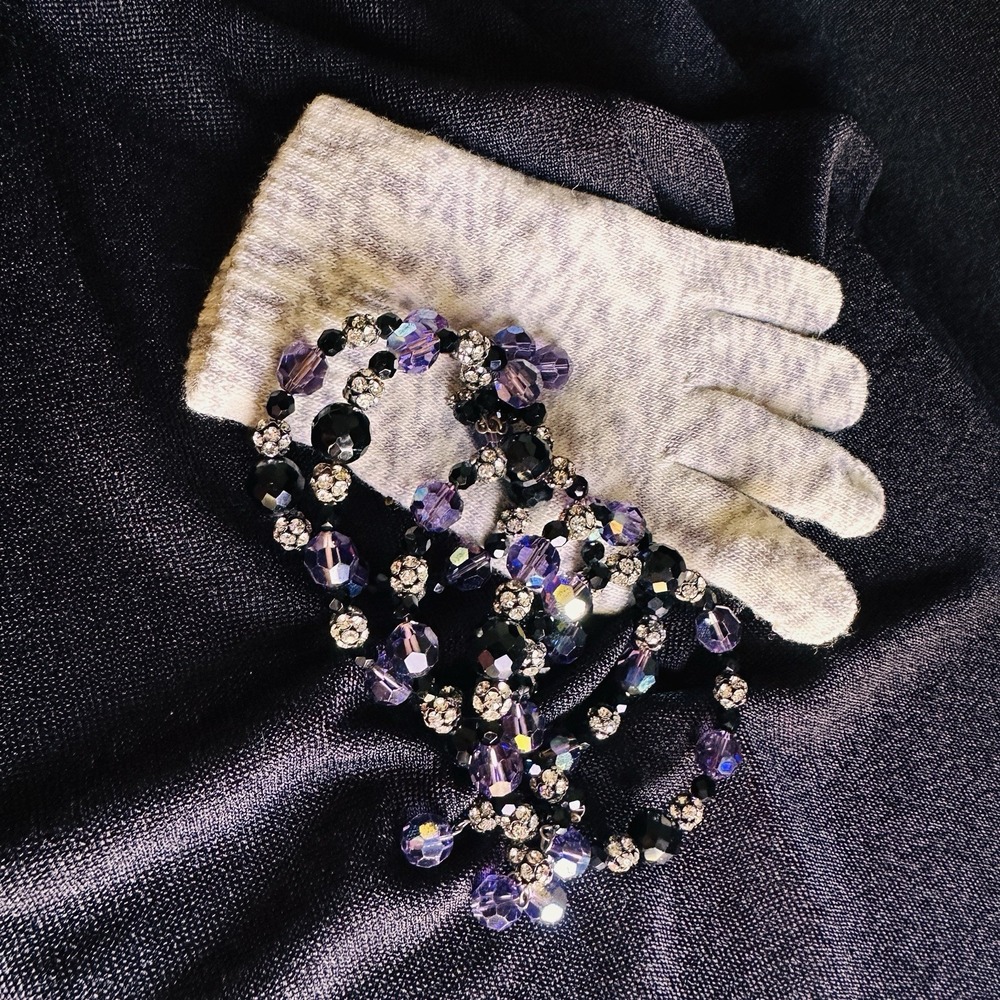 Iridescent Bracelet Purple & Black MultiBeads & Dangles Memory Wire for Any Size - Picture 16 of 16